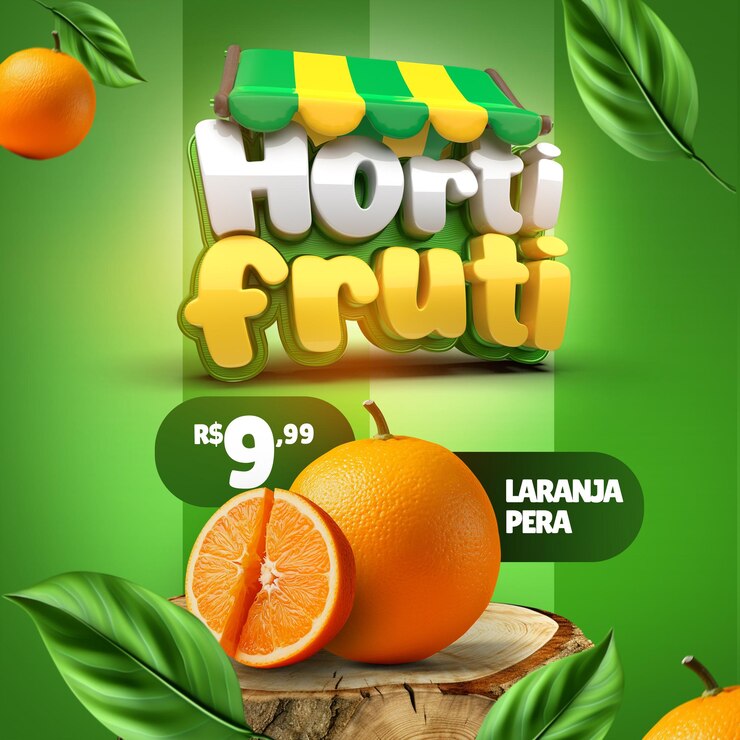 PSD la bannière 3d hortifruti des médias sociaux
