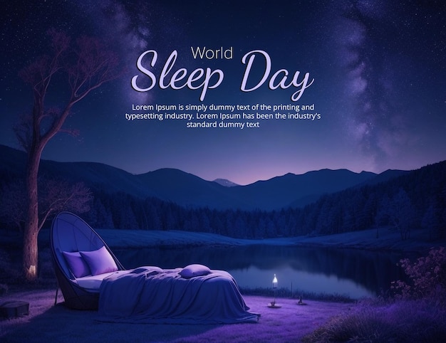 PSD bannière d'accueil pour la journée mondiale du sommeil avec un fond élégant