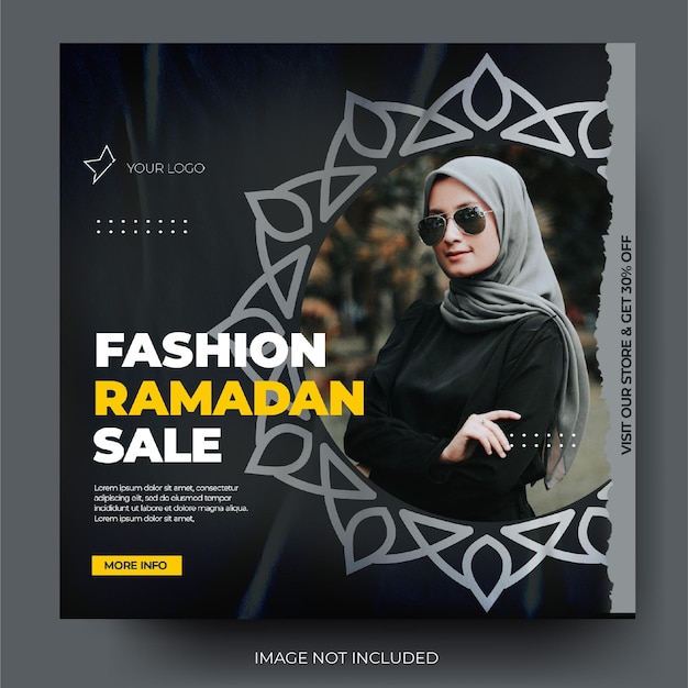 Bannière D'affiche De Vente De Ramadan De Mode Sombre Moderne