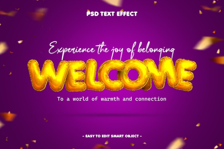 PSD bannière de bienvenue sur les réseaux sociaux avec effet de texte modifiable