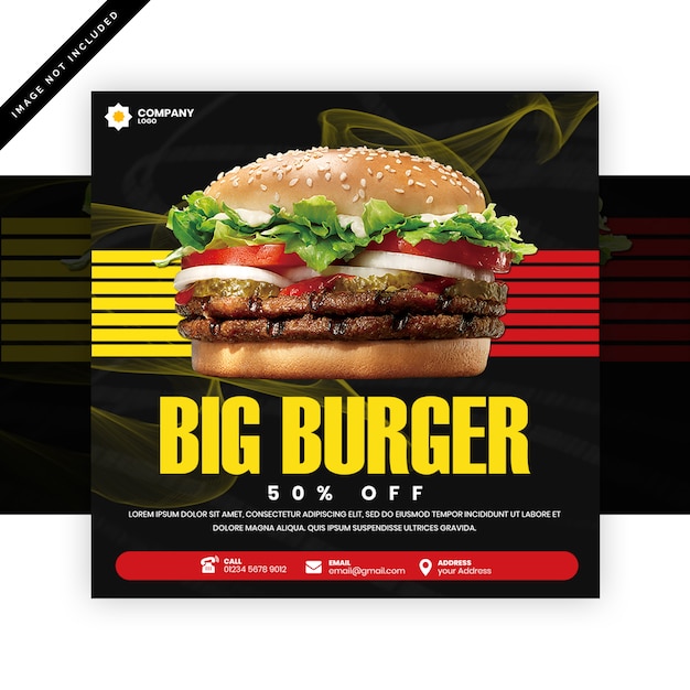 PSD bannière carrée ou dépliant pour les restaurants de hamburgers