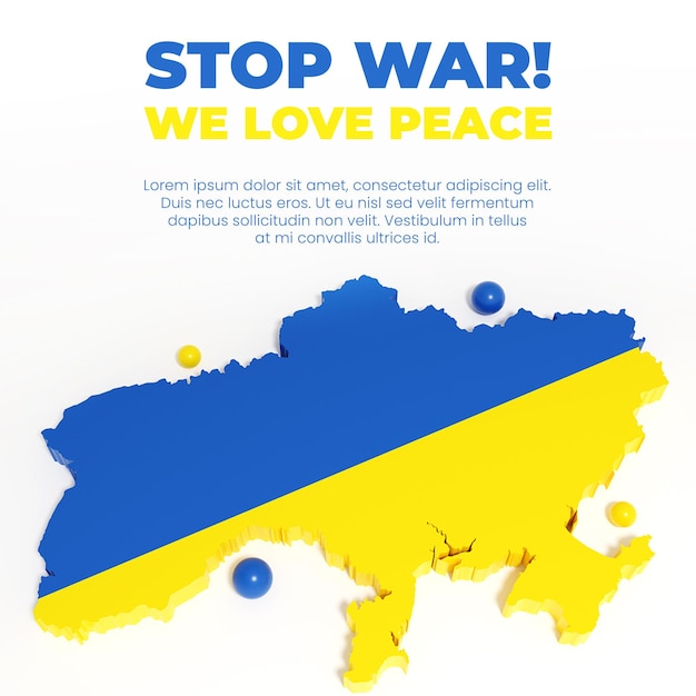 Bannière De Carte De Rendu 3d Ukraine Stop War
