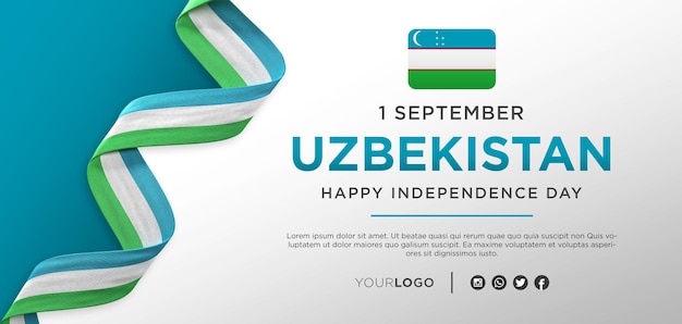 Bannière de célébration de la fête de l'indépendance nationale de l'Ouzbékistan, anniversaire national