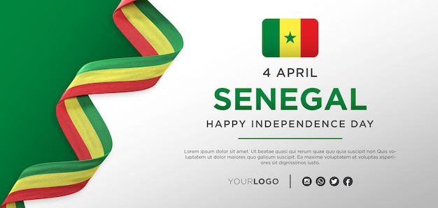 Bannière De Célébration De La Fête Nationale De L'indépendance Du Sénégal, Anniversaire National