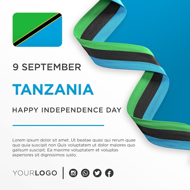 Bannière de célébration de la fête nationale de l'indépendance de la Tanzanie Modèle de publication sur les réseaux sociaux de l'anniversaire national