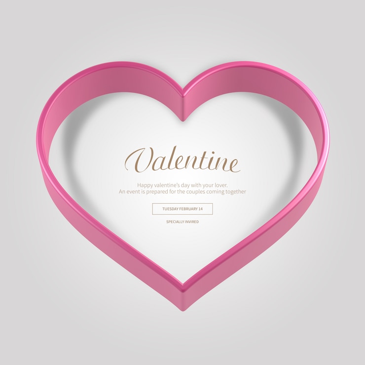 PSD bannière de coeur rose valentine
