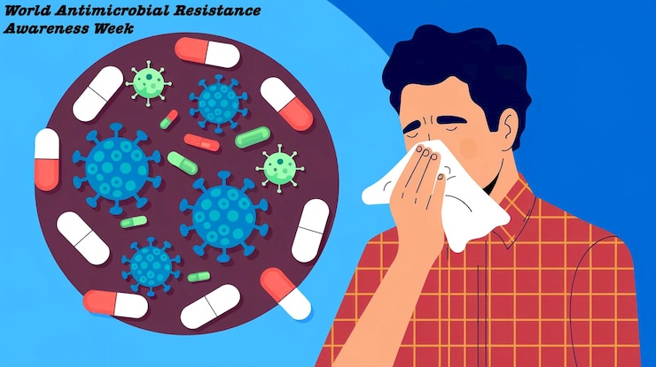 PSD bannière conceptuelle de la semaine antimicrobienne de novembre