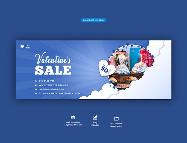 Bannière De Couverture Facebook De Vente De La Saint-valentin