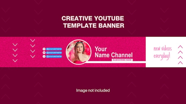 PSD la bannière créative de youtube est de couleur rose