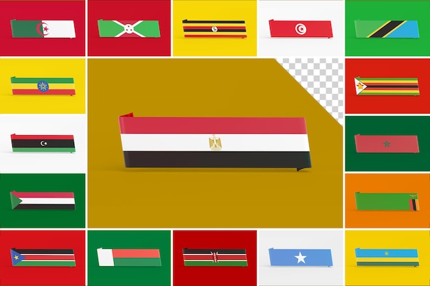 PSD bannière de drapeaux d'afrique du nord et de l'est