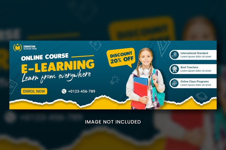 PSD bannière d'éducation en ligne