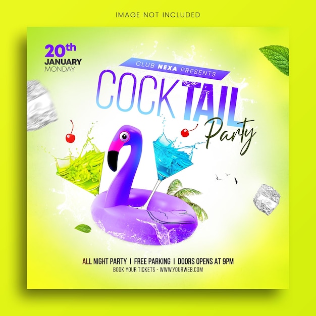 PSD bannière de fête de club dj cocktail modèle de média social ou bannière web