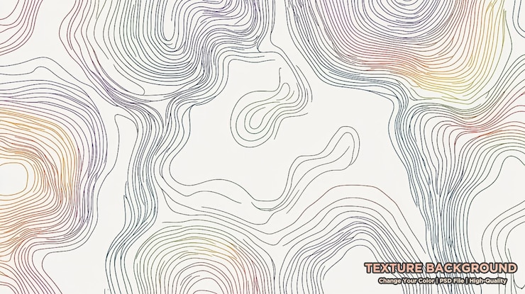 PSD bannière de fond vectorielle multicolore imitation des lignes de contour d'une carte géographique