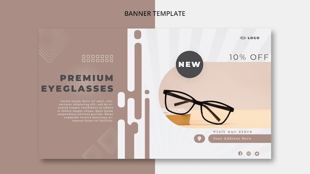 PSD bannière horizontale pour entreprise de lunettes