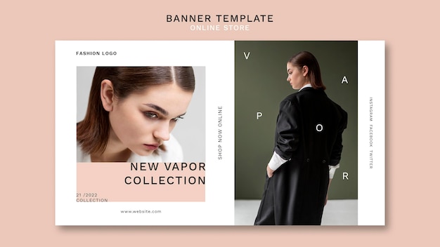 PSD bannière horizontale pour magasin de mode en ligne minimaliste