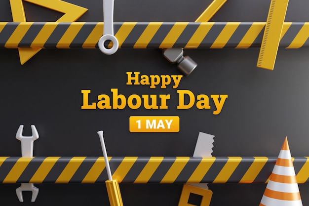 Bannière d'illustration réaliste de la fête du travail 1er mai bannière de fond de la fête du travail