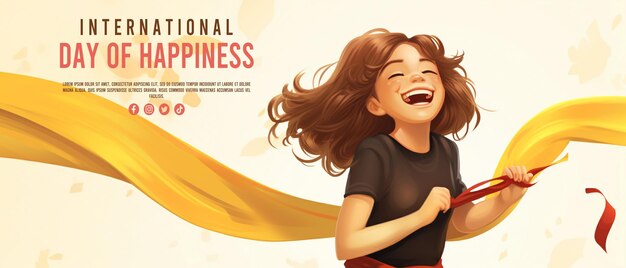 Bannière de la journée internationale du bonheur Modèle de médias sociaux