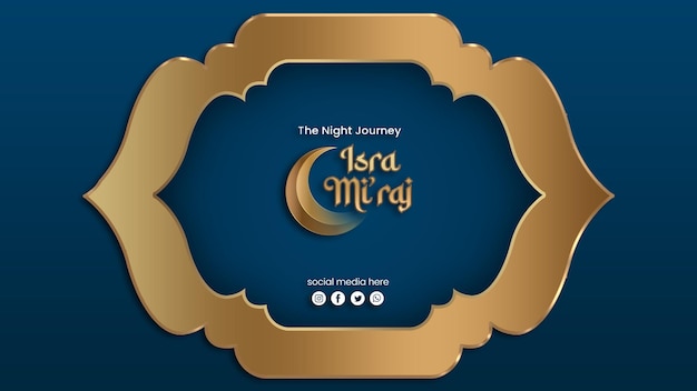 bannière de luxe isra miraj blue gold avec mood gold