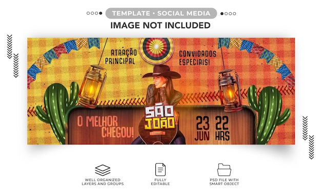 PSD bannière de médias sociaux festa de sao joao musique country