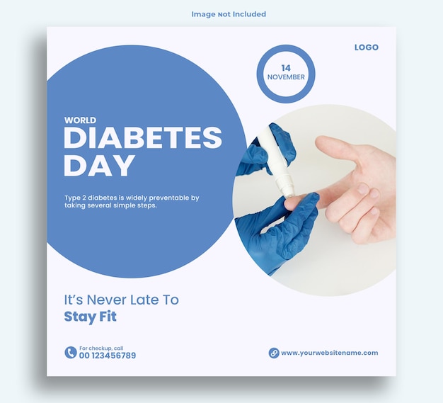 PSD bannière de médias sociaux de la journée mondiale du diabète
