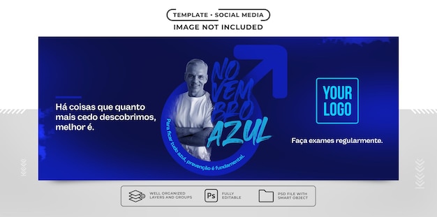 PSD bannière de médias sociaux novembre bleu contre le cancer de la prostate