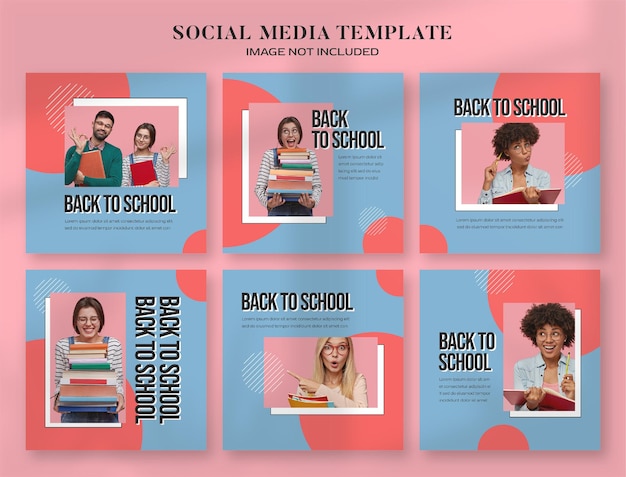 Bannière De Médias Sociaux De Retour à L'école Et Modèle De Publication Instagram Avec Un Style Informatique Rétro Esthétique