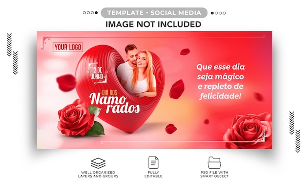 Bannière de médias sociaux spéciale Happy Valentine's Day Romantic