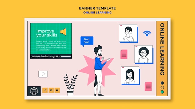 PSD bannière de modèle d'apprentissage en ligne