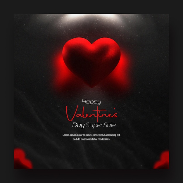 Bannière ou modèle de message sur les médias sociaux pour la fête de la Saint-Valentin et les super ventes