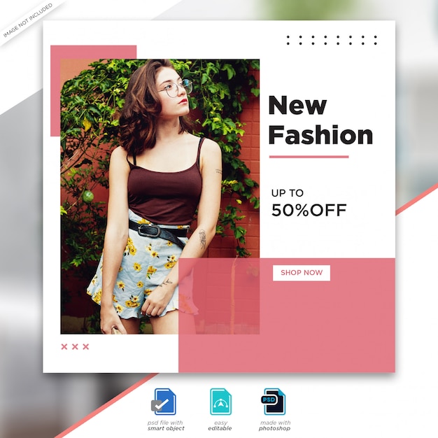 PSD bannière de modèle de publication de médias sociaux de vente de mode