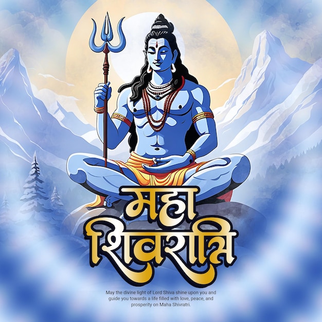 PSD bannière de modèle de publication sur les réseaux sociaux maha shivratri lord shiva