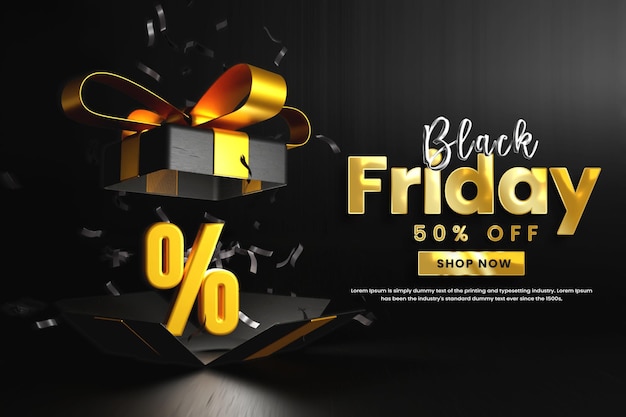 Bannière d'offre de vente discount vendredi noir ou bannière de vendredi drapeau réaliste