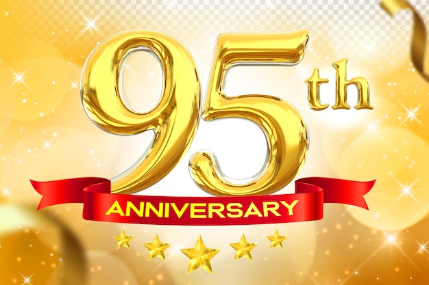 PSD la bannière d'or du 95e anniversaire en 3d