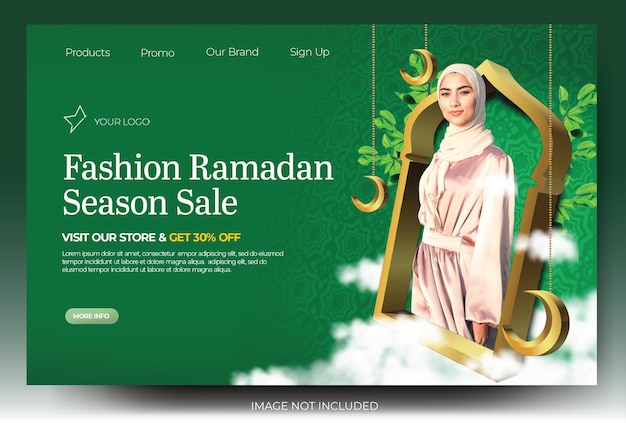 Bannière De Page De Destination De Vente De Ramadan De Mode Verte Dynamique Médias Sociaux