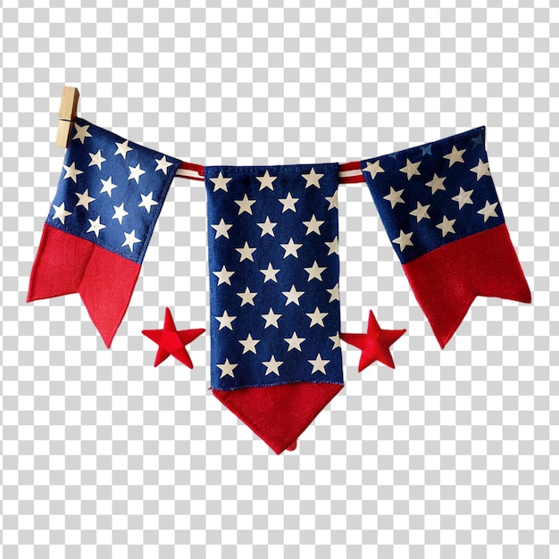 PSD une bannière patriotique avec le drapeau américain sur un fond transparent