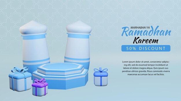 Bannière De Podium De Vente Ramadan 3d Avec Podium 3d, Fond Transparent Facile à Changer De Couleur Psd