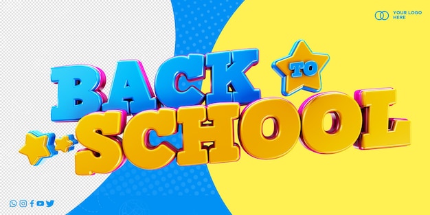 Bannière pour les médias sociaux du modèle de retour à l'école