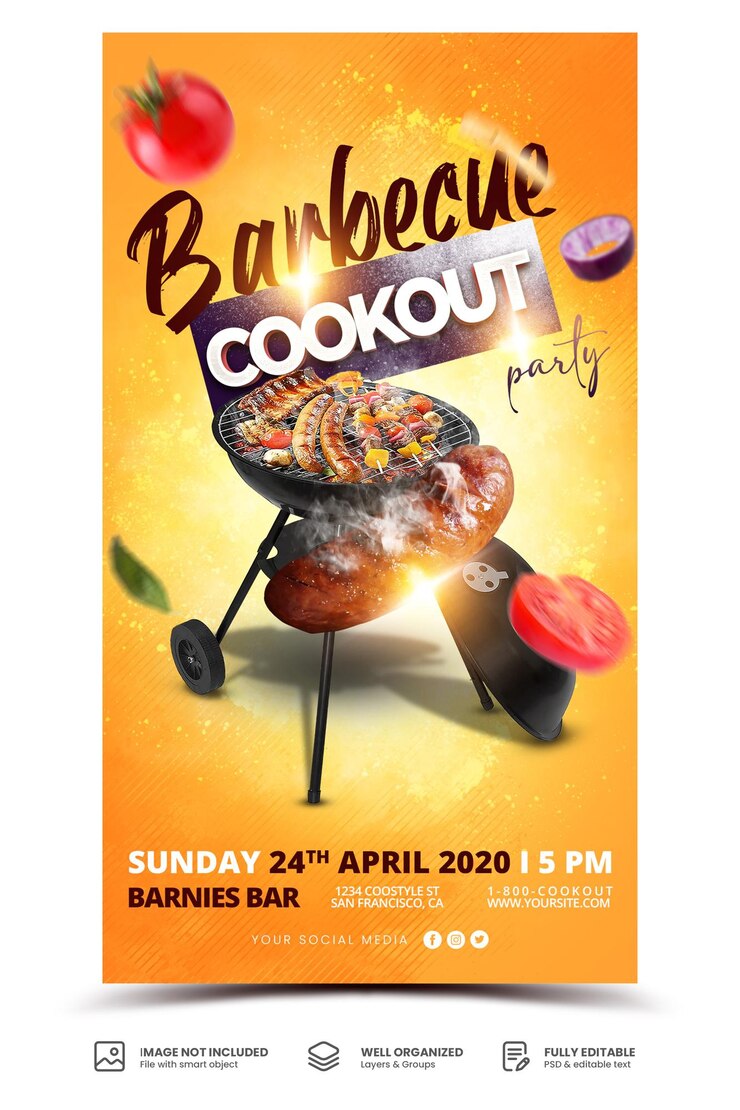 PSD une bannière pour un modèle de promotion d'événement bbq cookout party