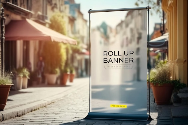 Une Bannière Pour Roll Up Banner Sur Une Rue