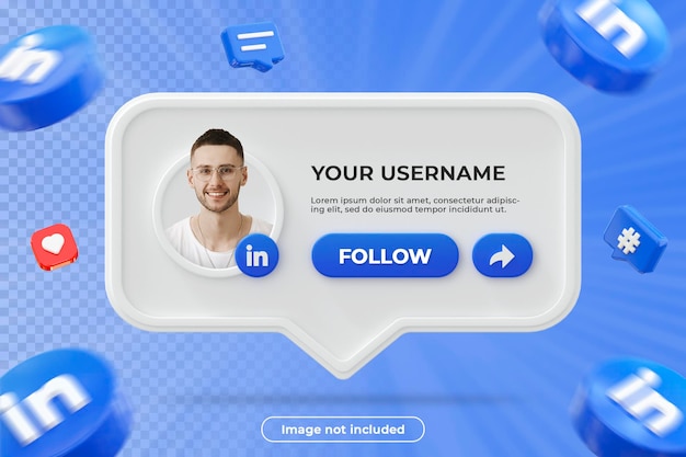 PSD bannière de profil linkedin composition de rendu 3d
