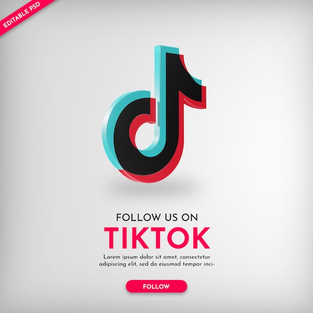 bannière de promotion de compte tiktok avec icône 3d