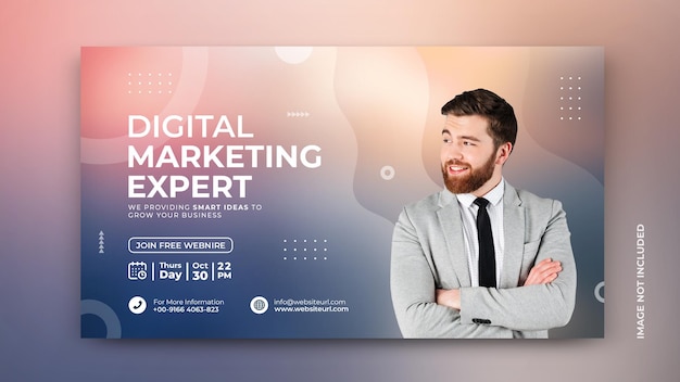 Bannière de promotion du marketing des médias sociaux de l'agence de marketing numérique avec un modèle psd d'arrière-plan moderne