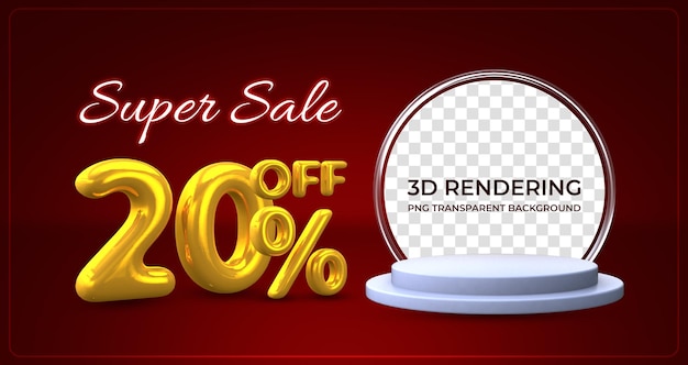 Bannière De Promotion De Vente 20 % De Réduction Sur Le Rendu 3d