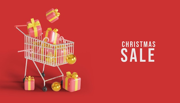 bannière de promotion de vente joyeux noël avec boîte-cadeau