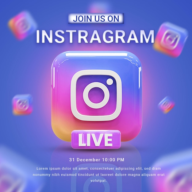 Bannière Promotionnelle Des Médias Sociaux En Direct Instagram Bannière Publicitaire Des Médias Sociaux Instagram