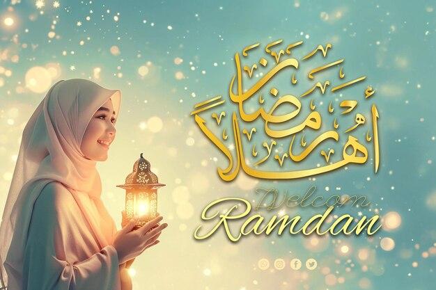 PSD bannière psd bienvenue ramadan, un luxueux design de typographie islamique arabe ramadan kareem