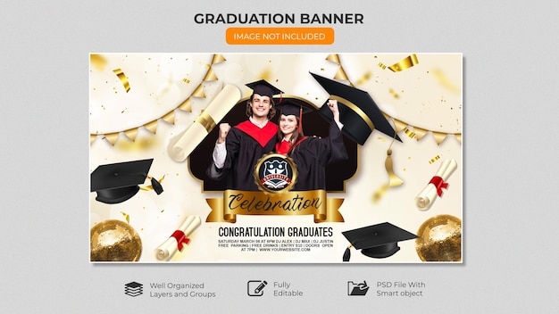 PSD une bannière qui dit félicitations aux diplômés