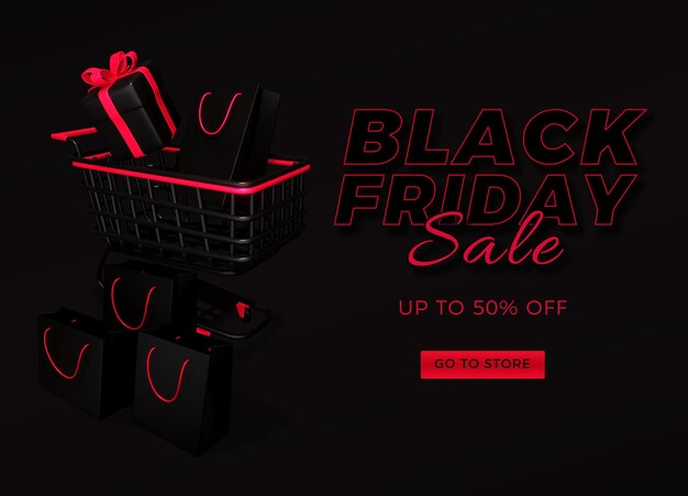 Bannière Réaliste Simple Du Black Friday Avec Boîte-cadeau