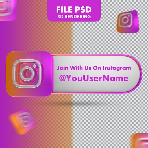 Bannière De Rendu 3d Icône Instagram