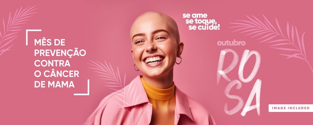 PSD bannière sur les réseaux sociaux campagne d'octobre rose contre le cancer du sein